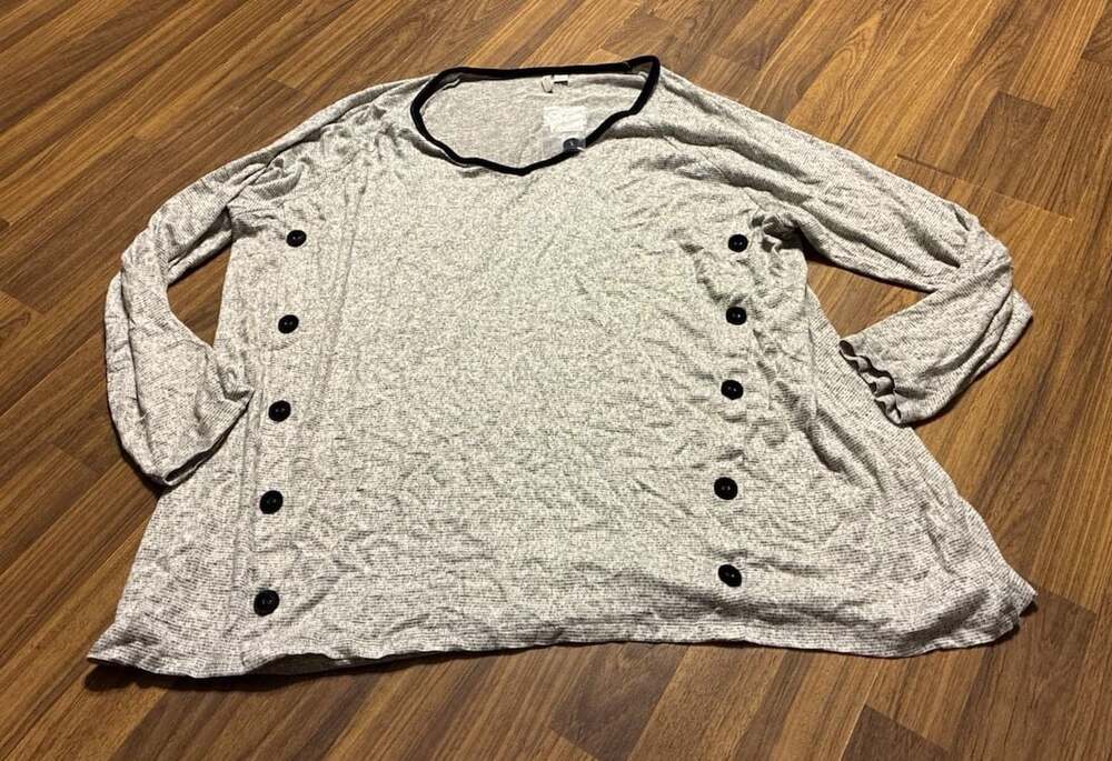 Plus Sportswear Long Sleeve Knit Button-Front Tunic Top